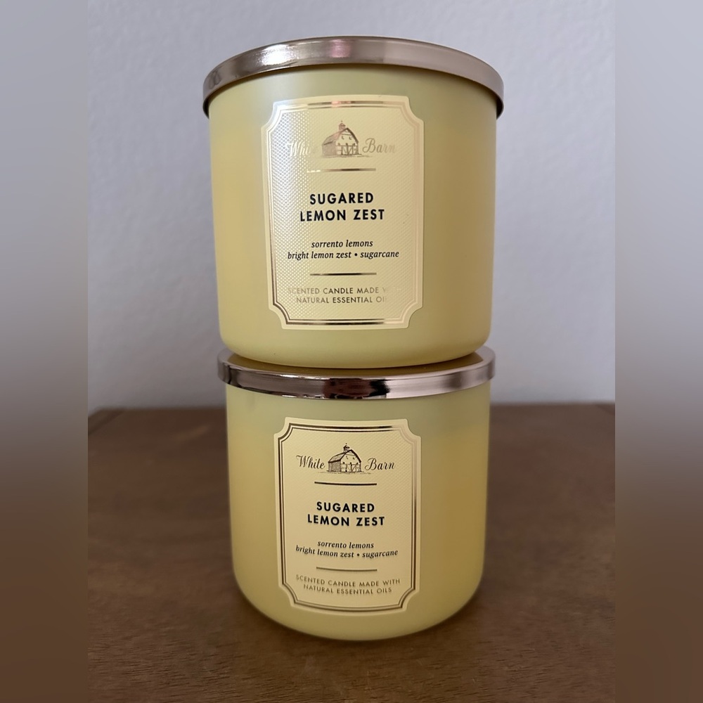 X2 bath and body works Sugared Lemon Zest 3 wick Candles NEW